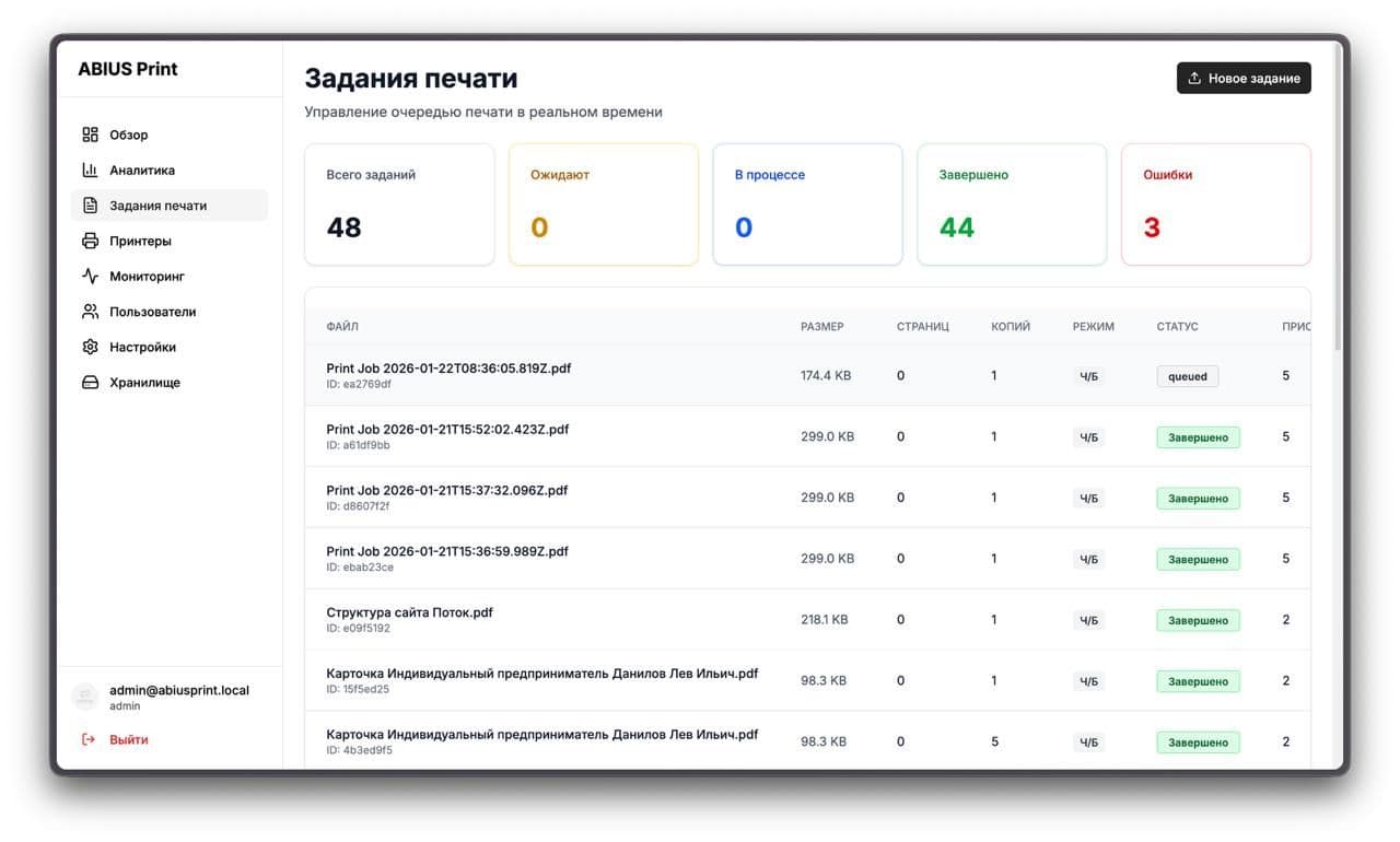 АБИУС Принт — система управления печатью